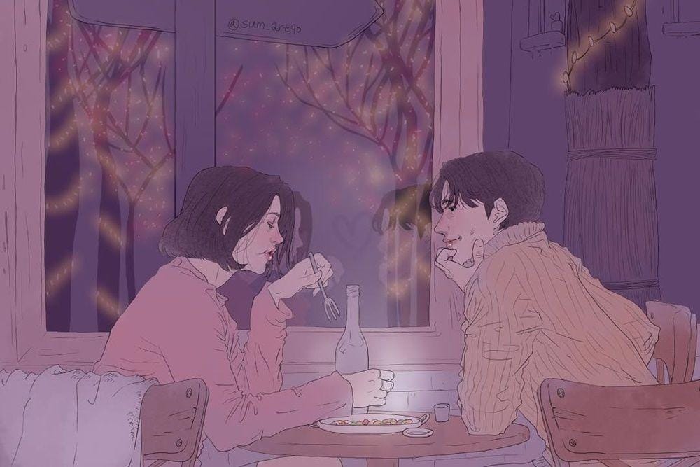 9 Ilustrasi Romantis tentang Lika-liku Percintaan, Mirip Drama Korea!