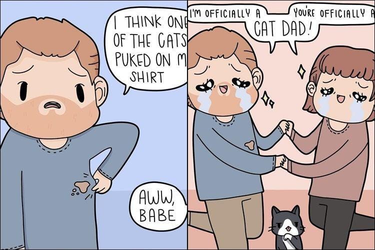 9 Komik Strip Ini Ungkap Kelakuan Si Pecinta Kucing Saat Punya Pacar