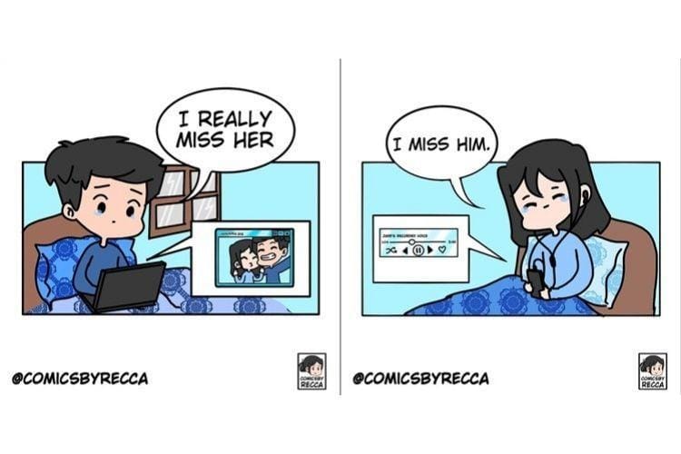 9 Ilustrasi Momen Lucu Bareng Pacar yang Bikin Kangen Kalau Lagi Jauh