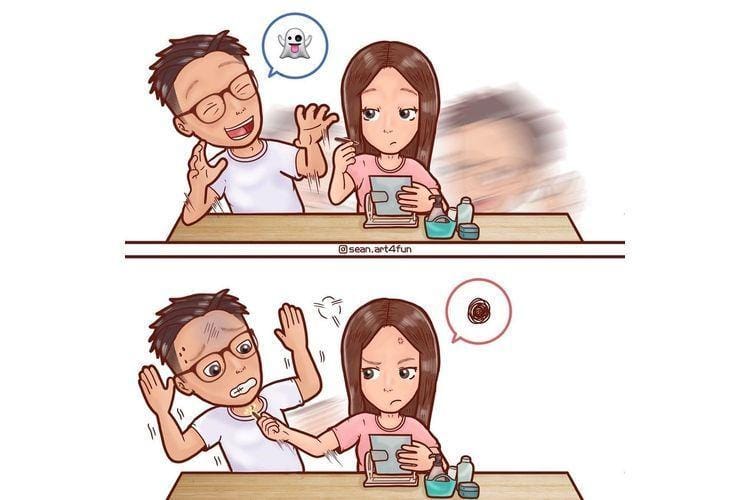 10 Ilustrasi Lucu Ini Tunjukkan Perempuan Juga Bisa Jahil ke Pacar
