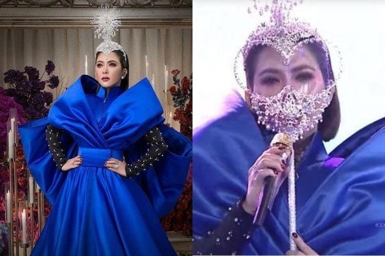 Manggung Lagi, Ini Gaya Syahrini dengan Face Shield Mewah!