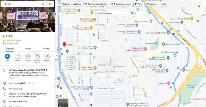Venue MPL menurut Google Maps